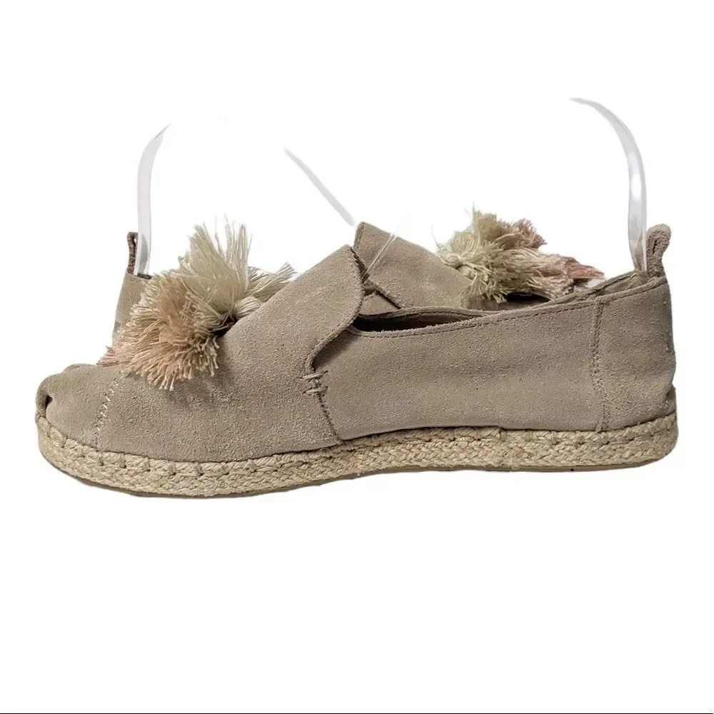 TOMS Alpargata Rope Tan Tassel Suede Espradrilles 8